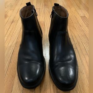 Clarks Men's Black Leather Boots, Size 9, Side-Zip